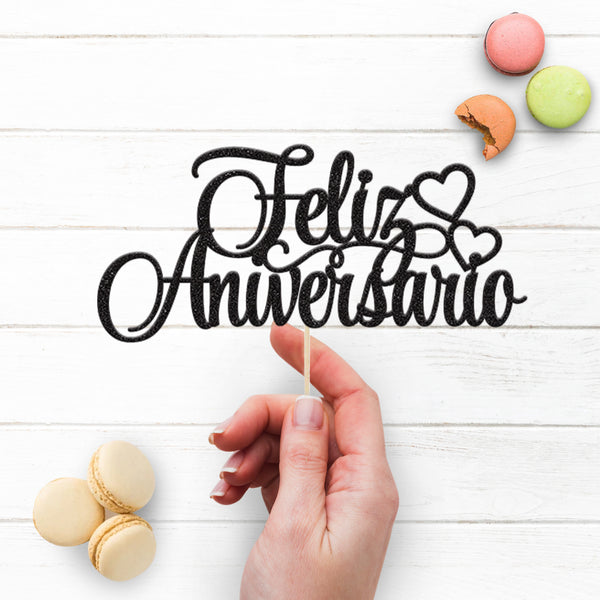 Feliz Aniversario Hearts Cake Topper - view 3