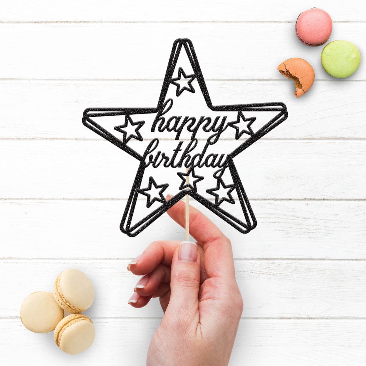 Happy Birthday Star Frame Cake Topper - view 3