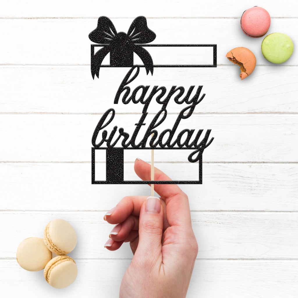 Happy Birthday Gift Box Cake Topper - view 3