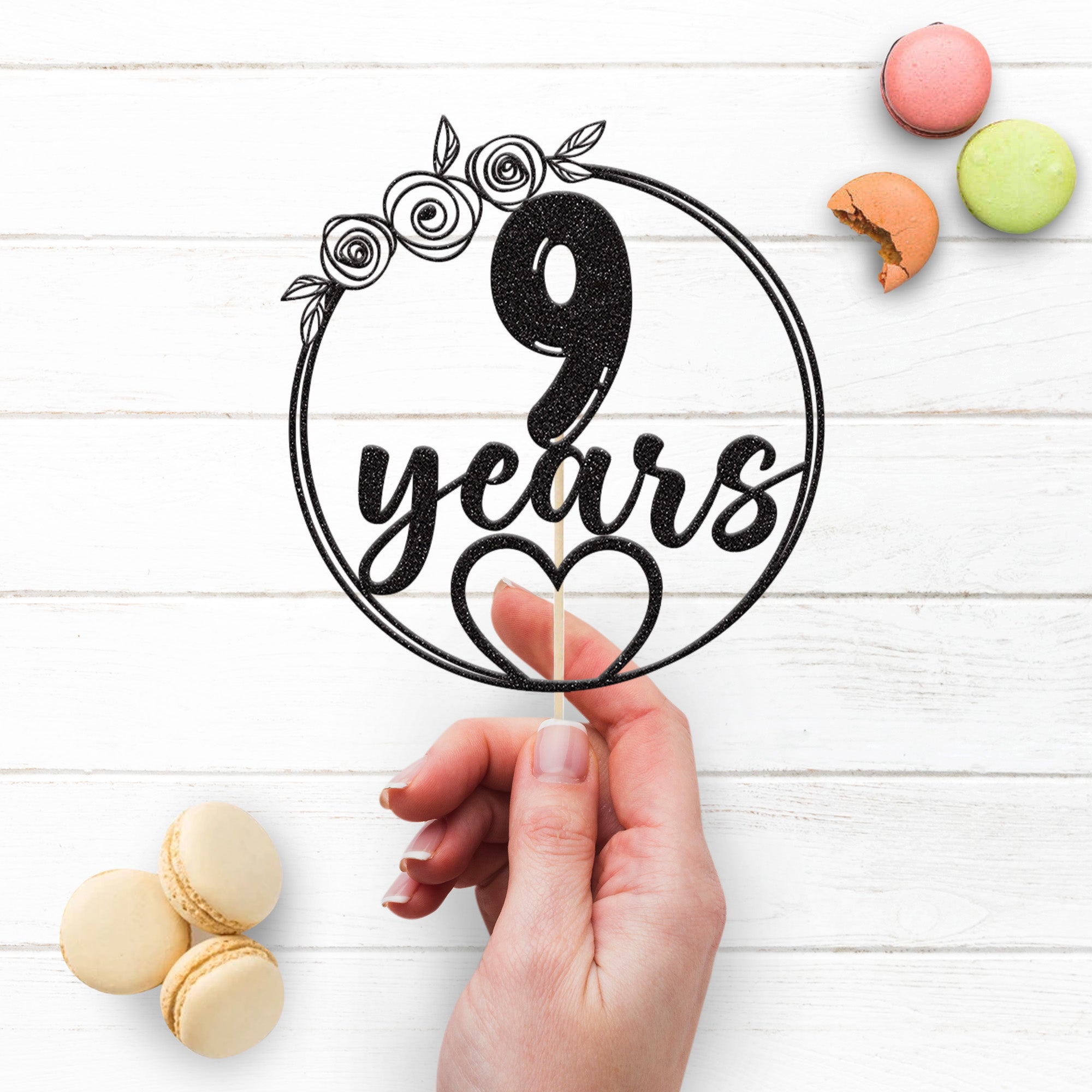 Personalised Floral Circle Cake Topper – Age Secondary image