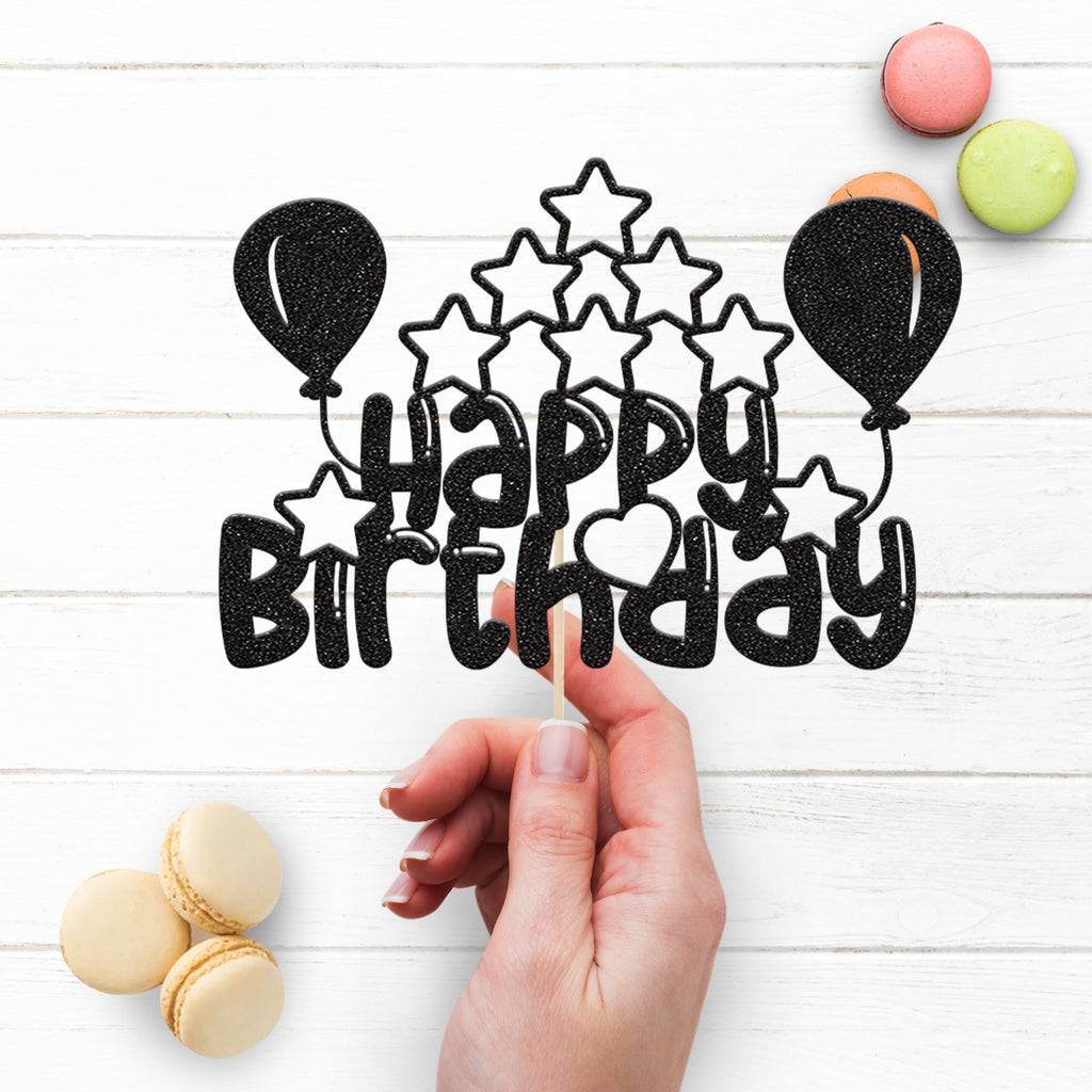 Happy Birthday Balloons and Stars Cake Topper - view 3