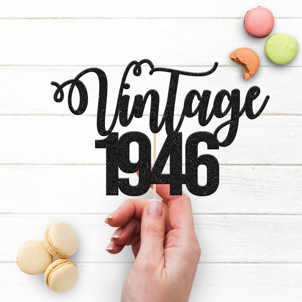 Personalised Vintage Birth Year Cake Topper – Year - view 3