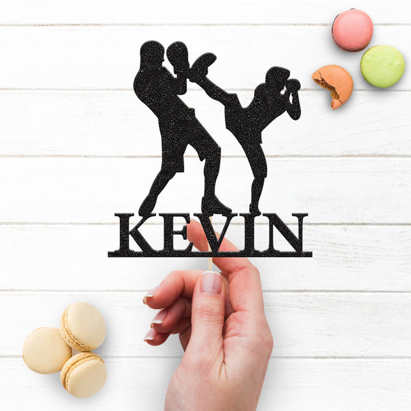Personalised Kickboxing Training Cake Topper – Name - view 3