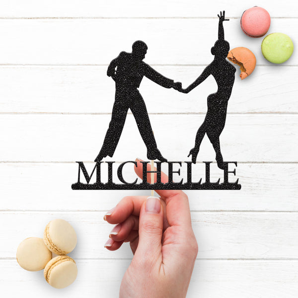 Personalised Dancing Couple Cake Topper with Name - view 3