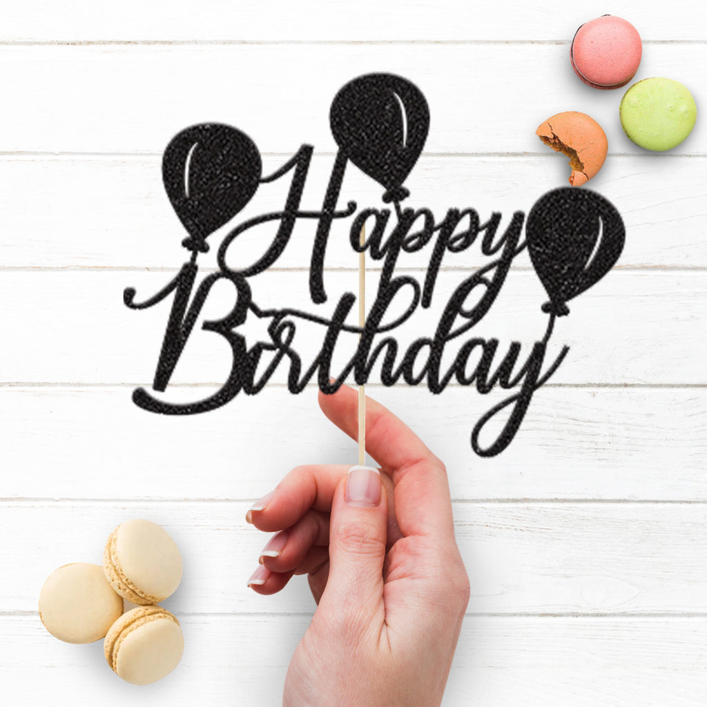 Happy Birthday Three Balloons Cake Topper - view 3
