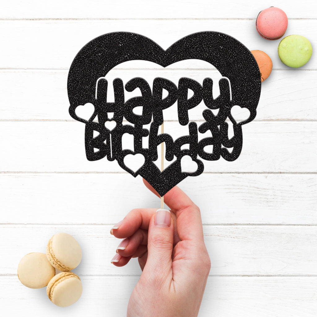Happy Birthday Heart Frame Cake Topper - view 3