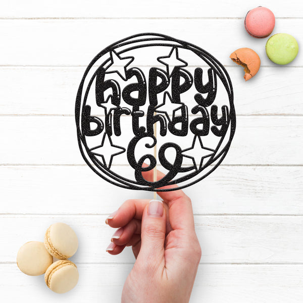 Personalised Stars and Circles Birthday Cake Topper Any Age - view 3