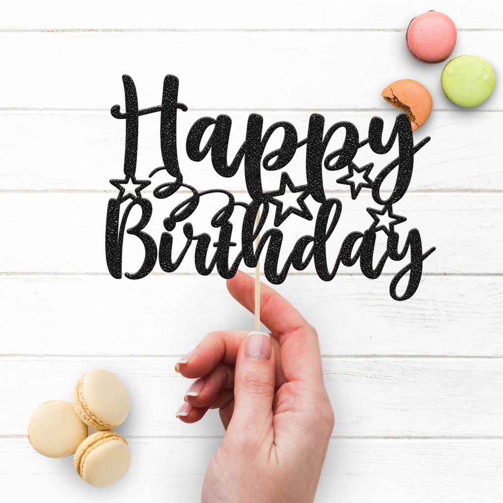 Happy Birthday Stars and Swirls Cake Topper - view 3