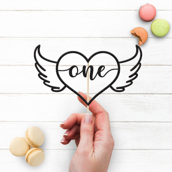 One Heart and Wings First Birthday Cake Topper - view 3