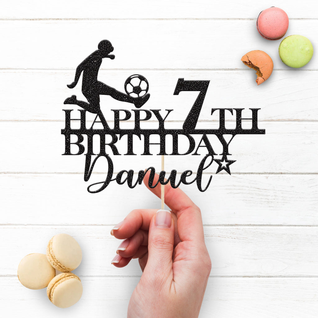 Personalised Footballer Birthday Cake Topper Any Age and Name - view 3