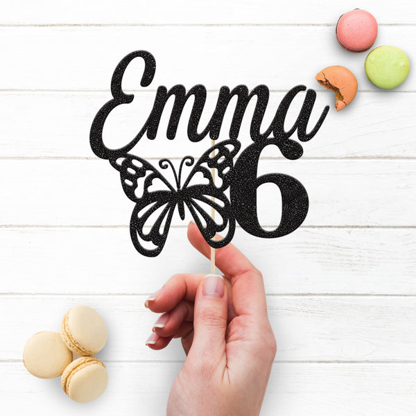 Personalised Butterfly Birthday Cake Topper Any Age and Name - view 3