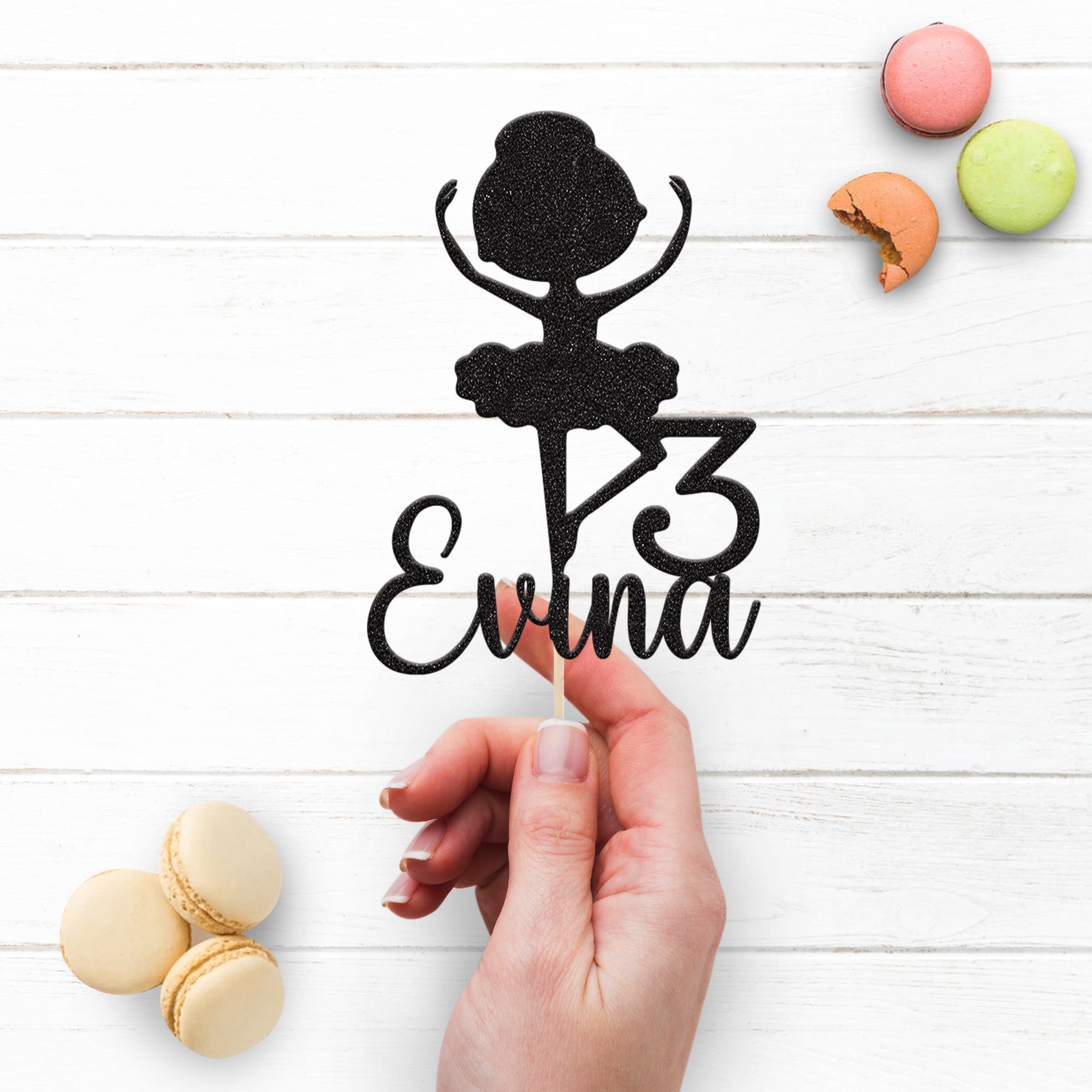 Personalised Little Ballerina Cake Topper – Name & Age Secondary image