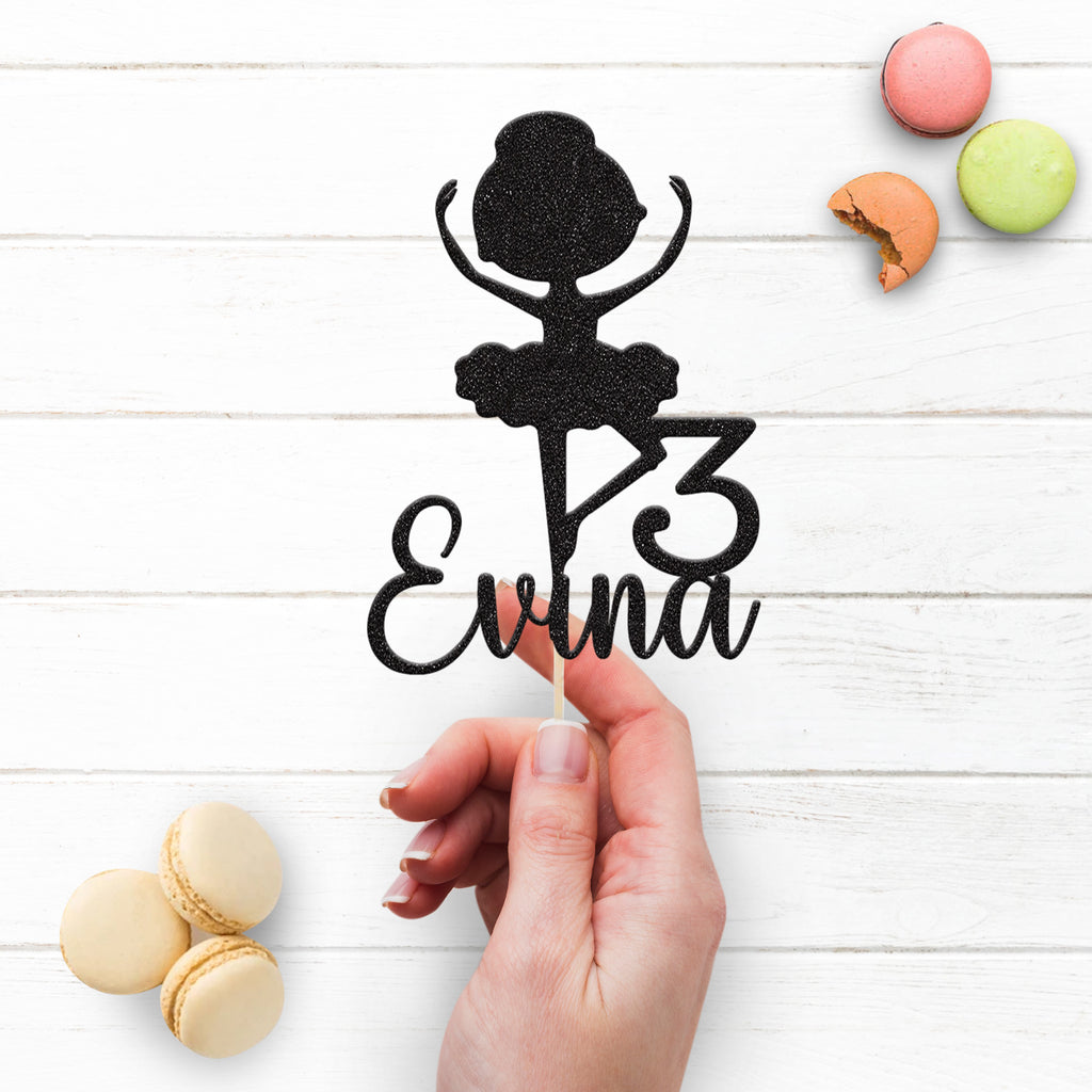 Personalised Little Ballerina Birthday Cake Topper Any Age and Name - view 3