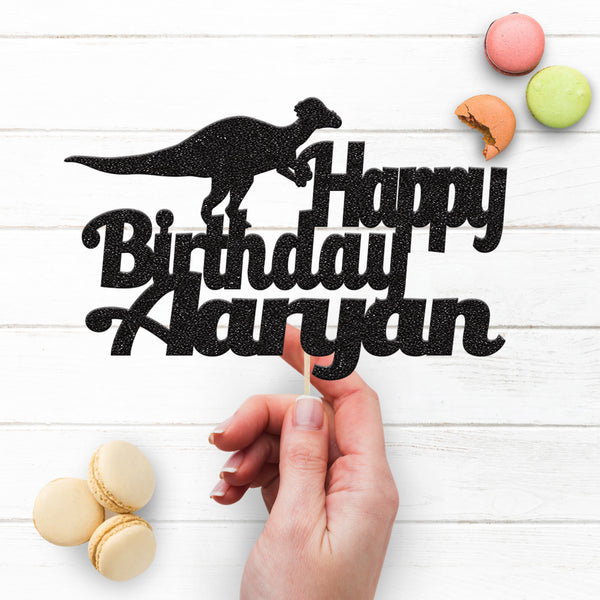 Personalised Dinosaur Birthday Cake Topper with Name - view 3