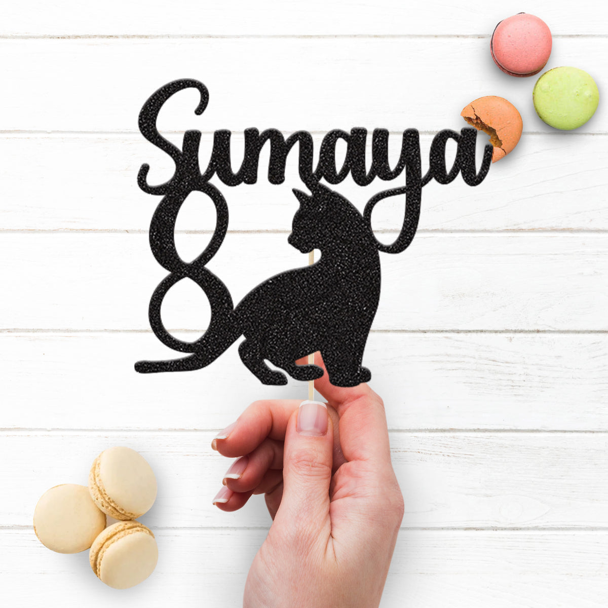 Personalised Cat Birthday Cake Topper Any Age and Name - view 3