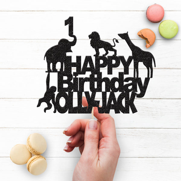 Personalised Safari Animals Birthday Cake Topper Any Age and Name - view 3