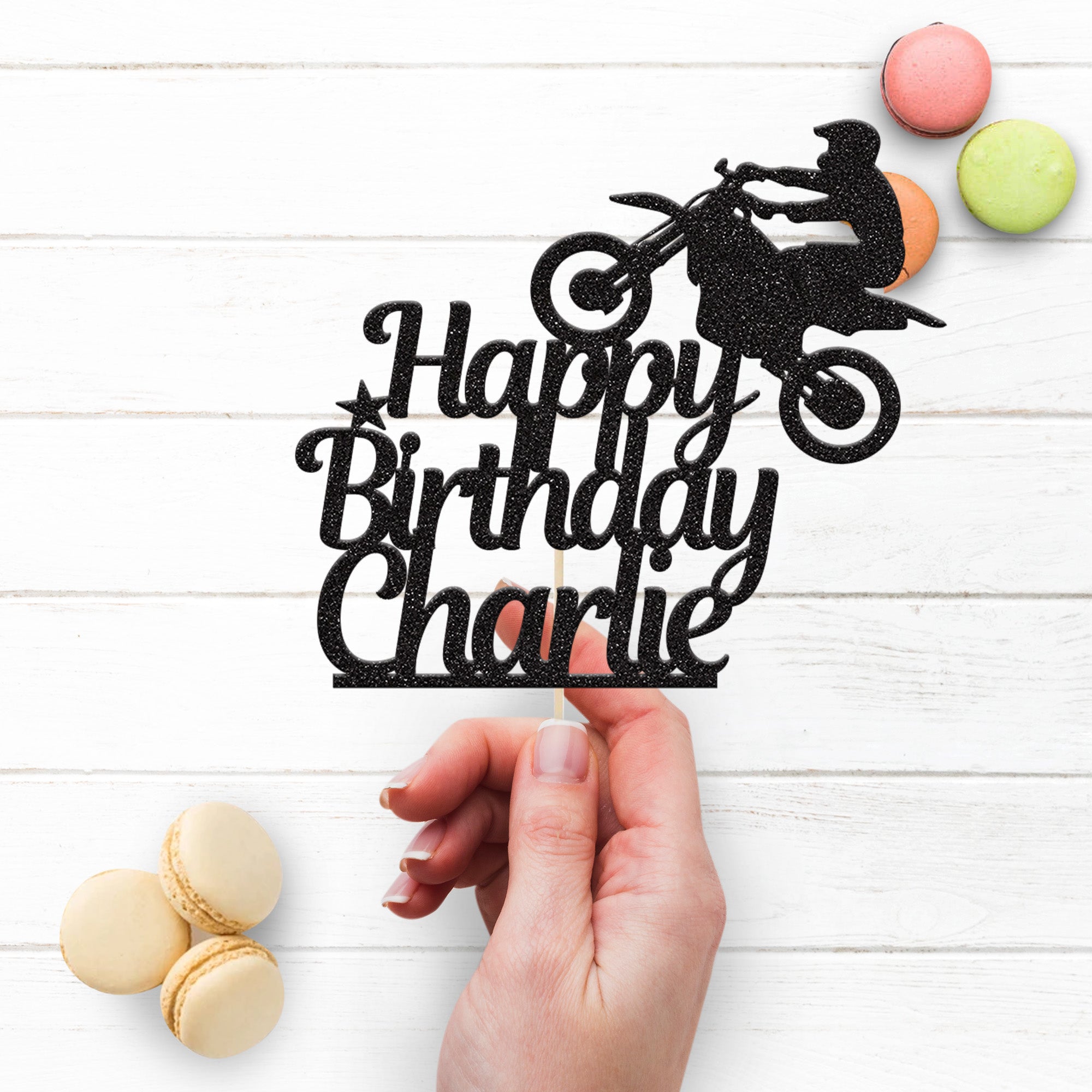 Personalised Motocross Cake Topper – Name Secondary image