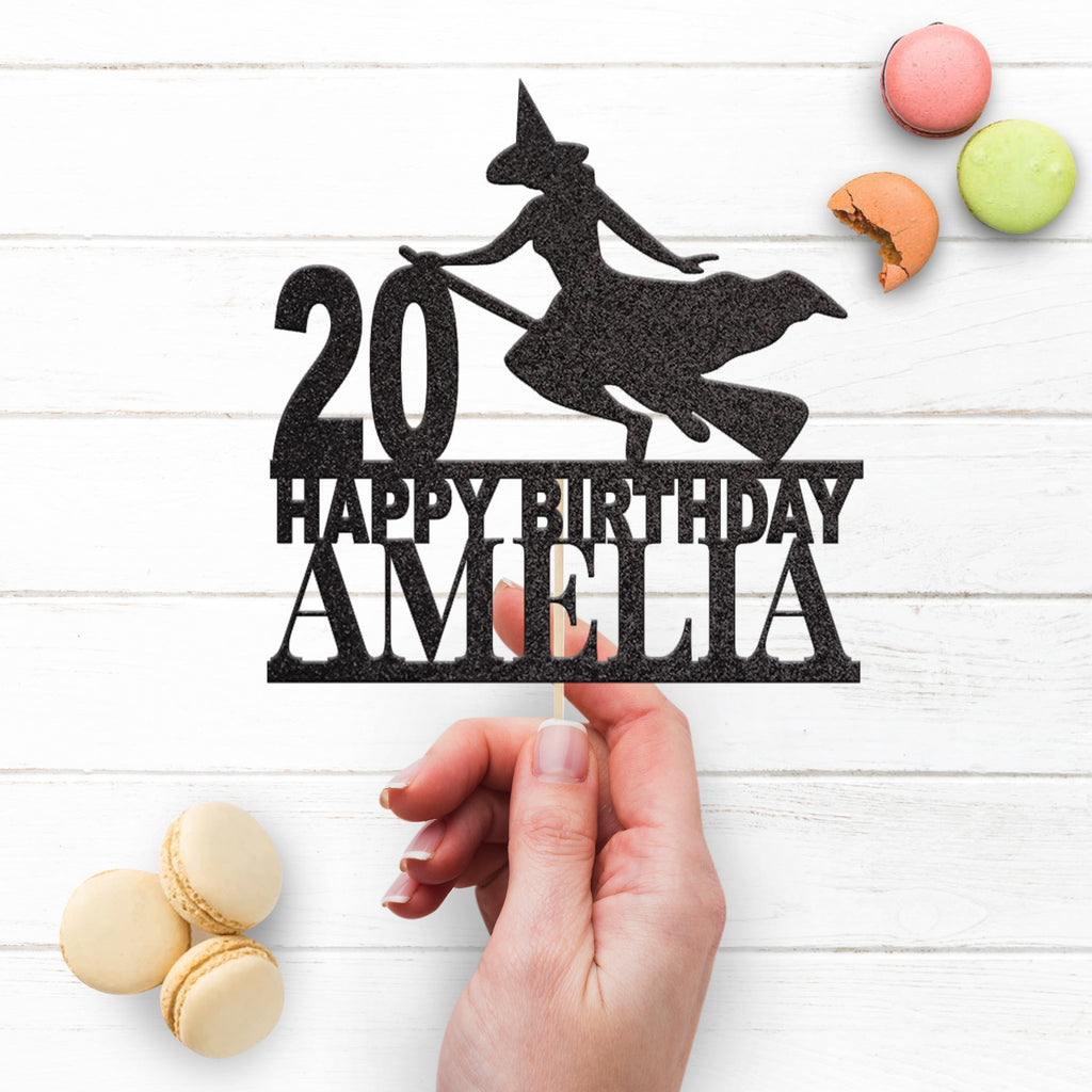 Personalised Witch Birthday Cake Topper Any Age and Name - view 3