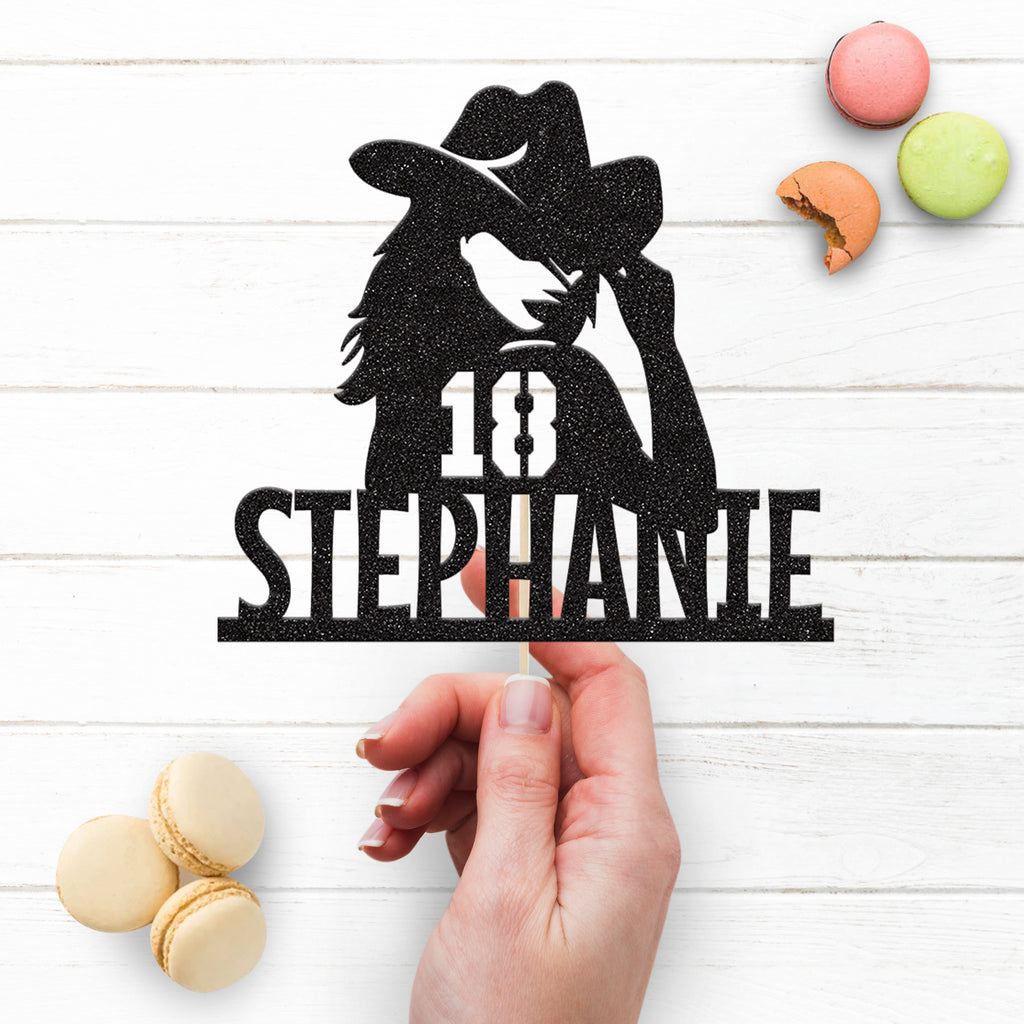 Personalised Cowgirl Birthday Cake Topper Any Age and Name - view 3