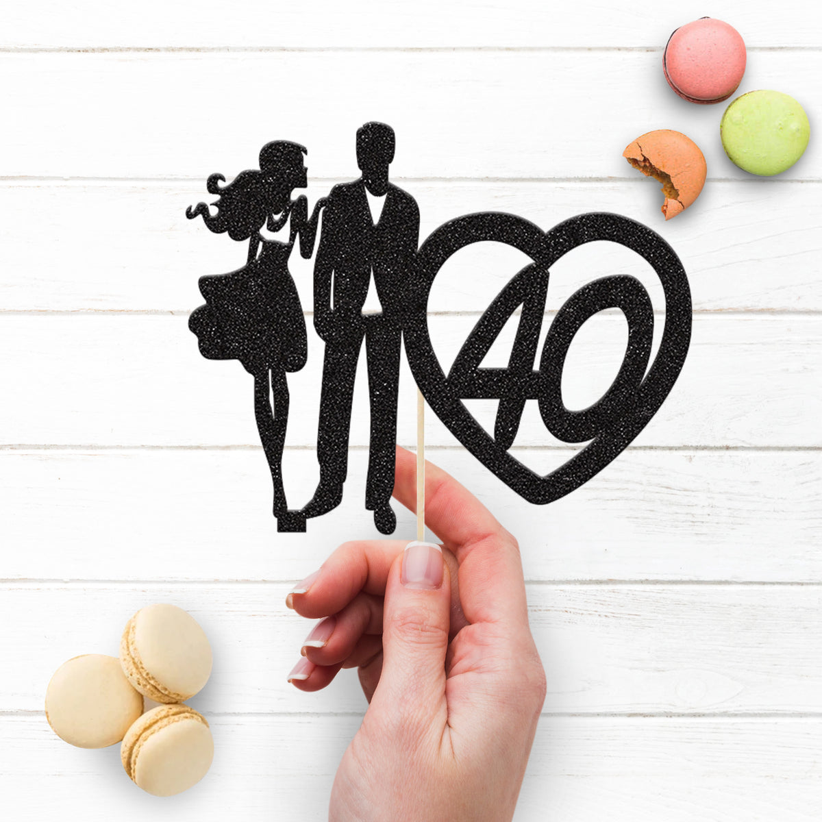 Personalised Couple and Heart Anniversary Cake Topper Any Year - view 3