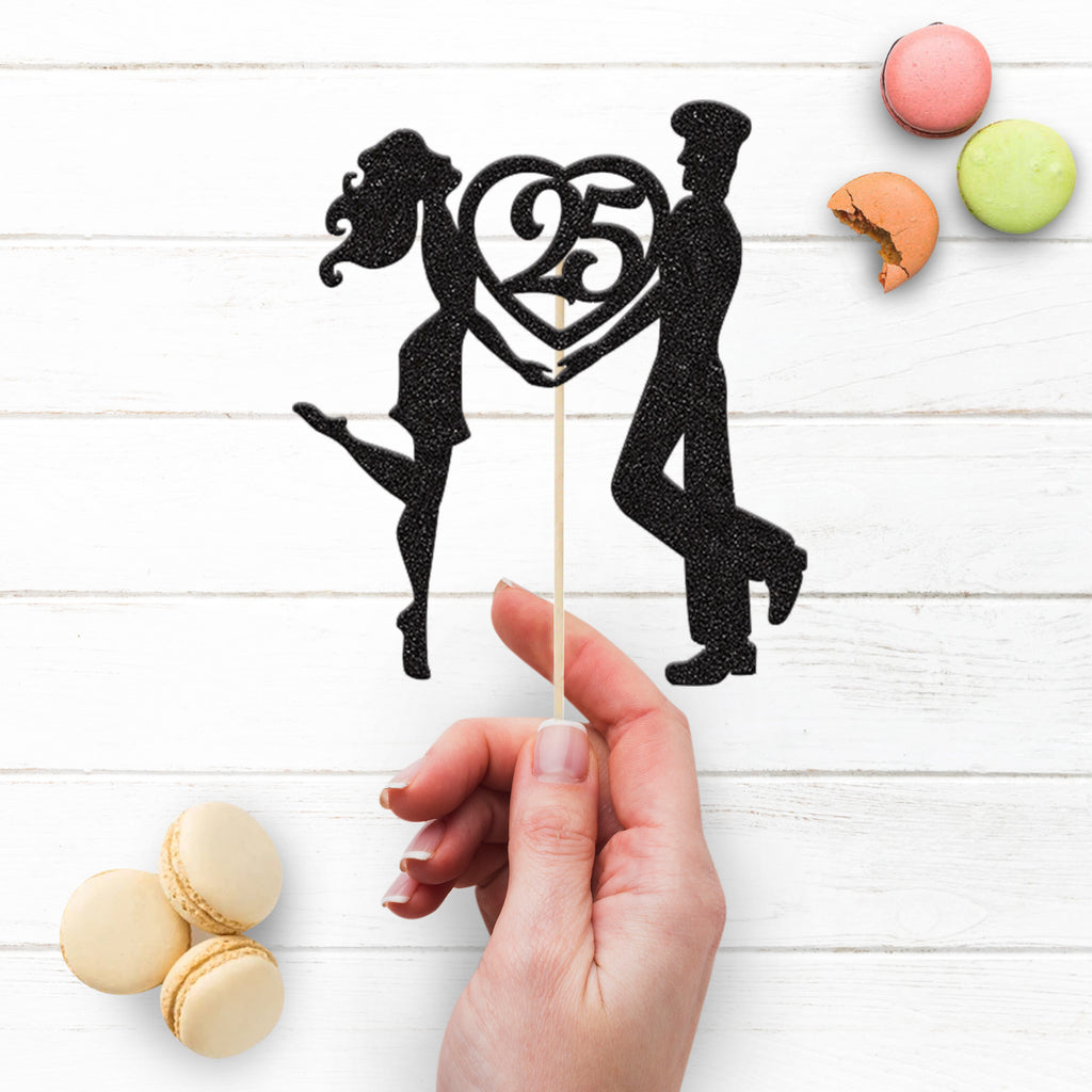 Personalised Heart Holding Couple Anniversary Cake Topper Any Year - view 3