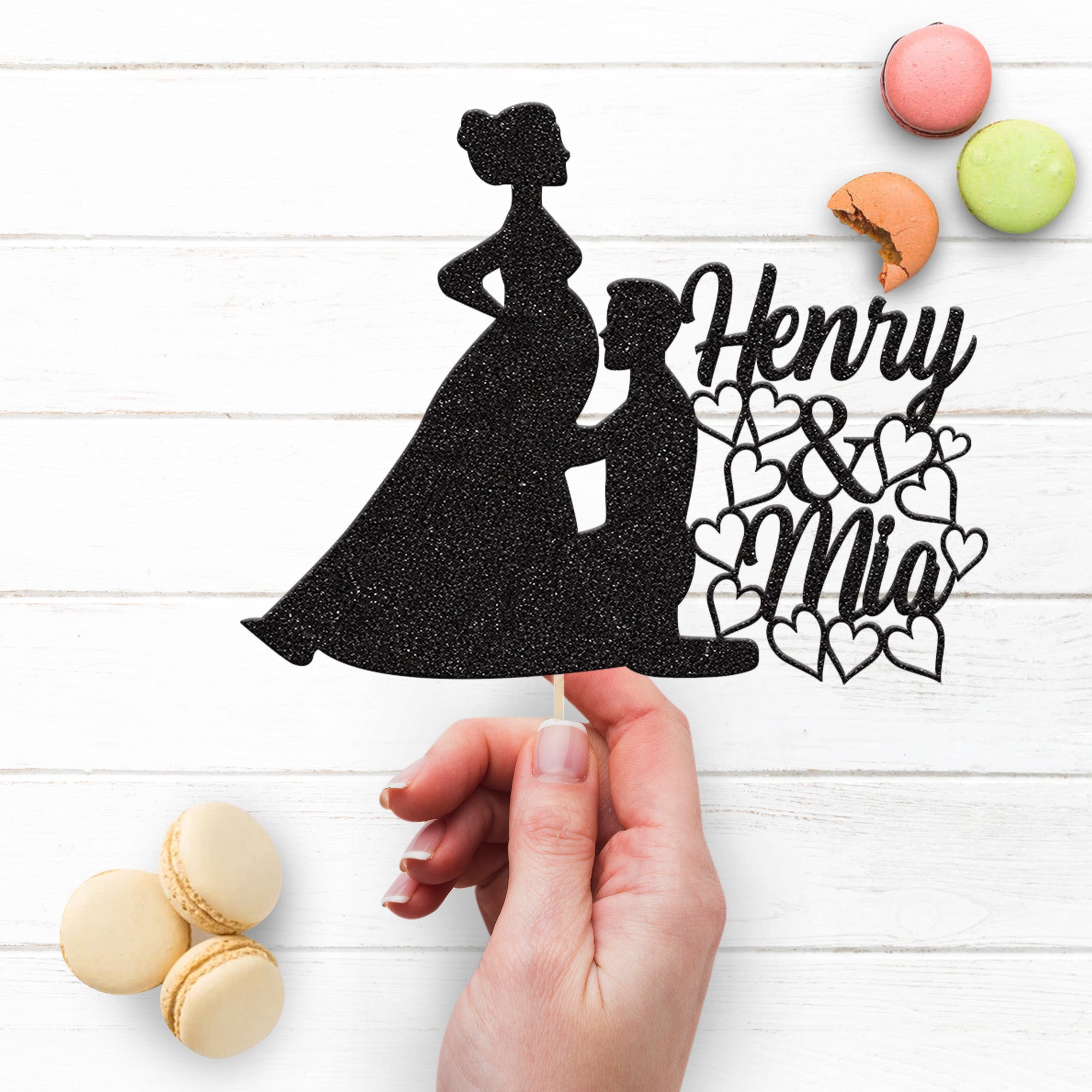 Personalised Expecting Couple Wedding Cake Topper – Names Secondary image