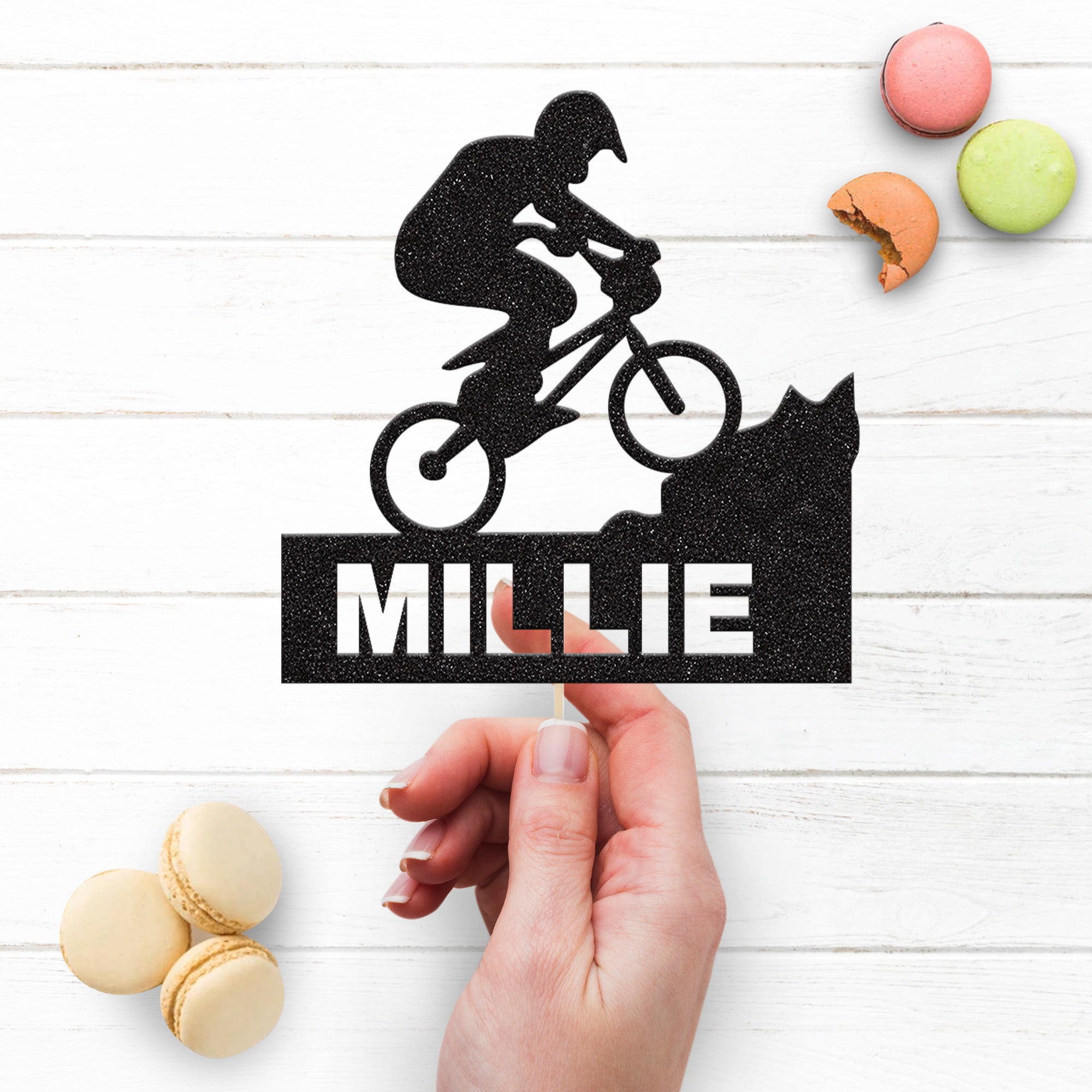 Personalised Mountain Biker Cake Topper – Name Secondary image