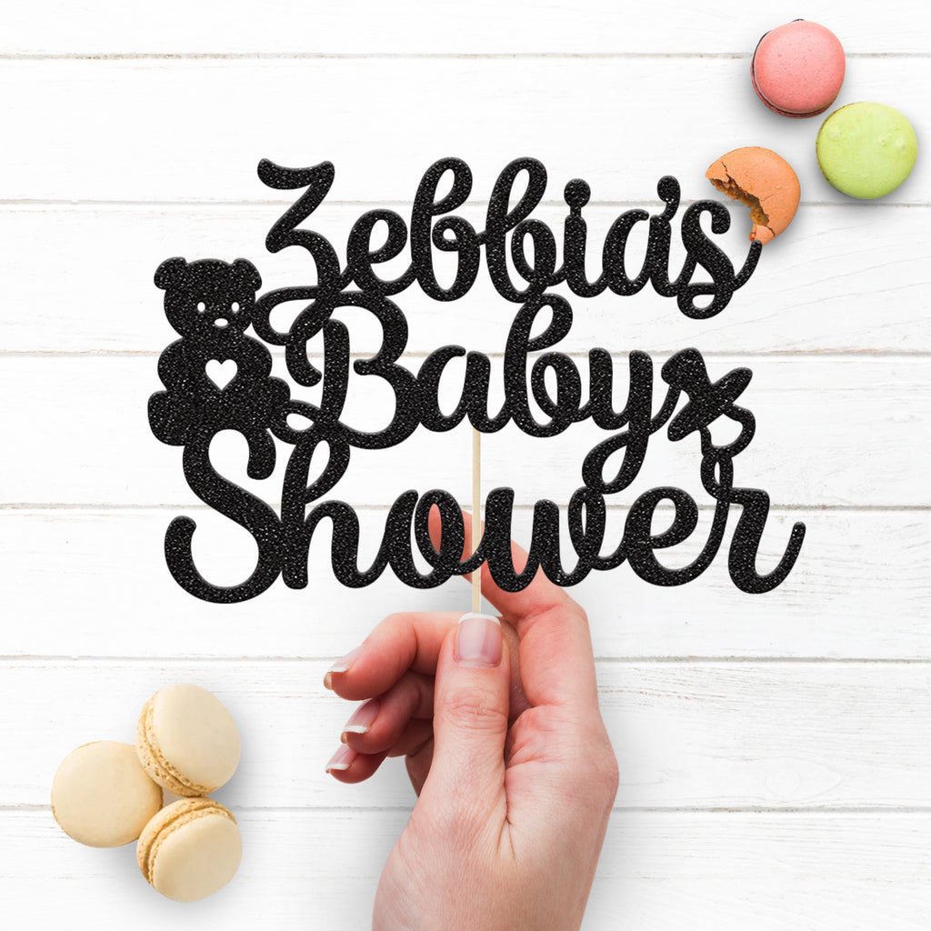 Personalised Teddy Bear Baby Shower Cake Topper with Name - view 3