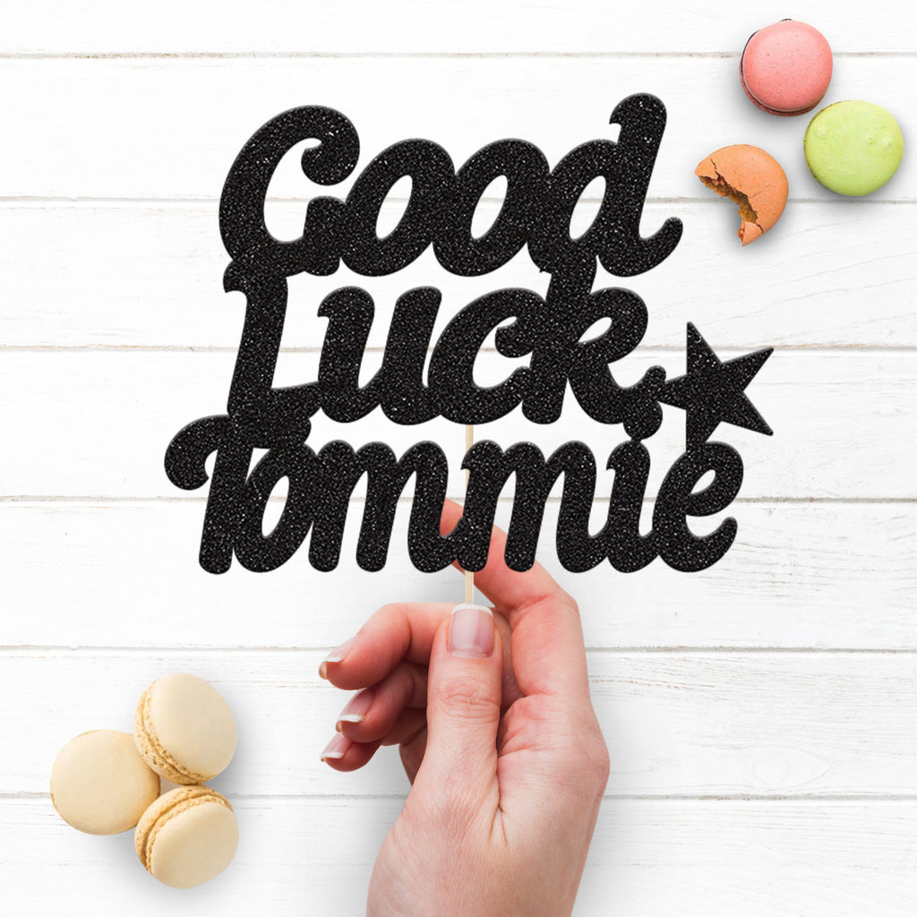 Personalised Good Luck Cake Topper with Name and Star - view 3