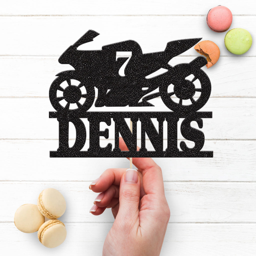 Personalised Motorbike Birthday Cake Topper Any Age and Name - view 3