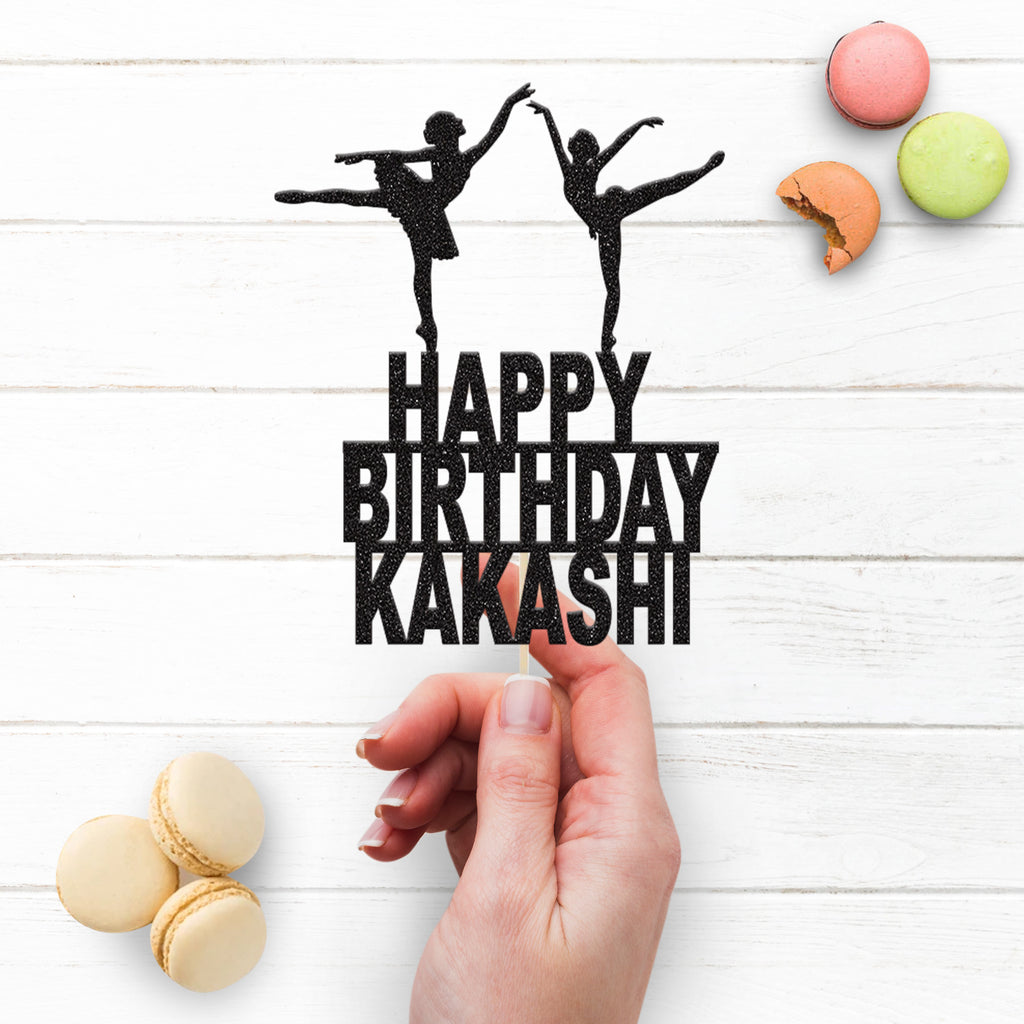 Personalised Ballet Duo Birthday Cake Topper – Name - view 3