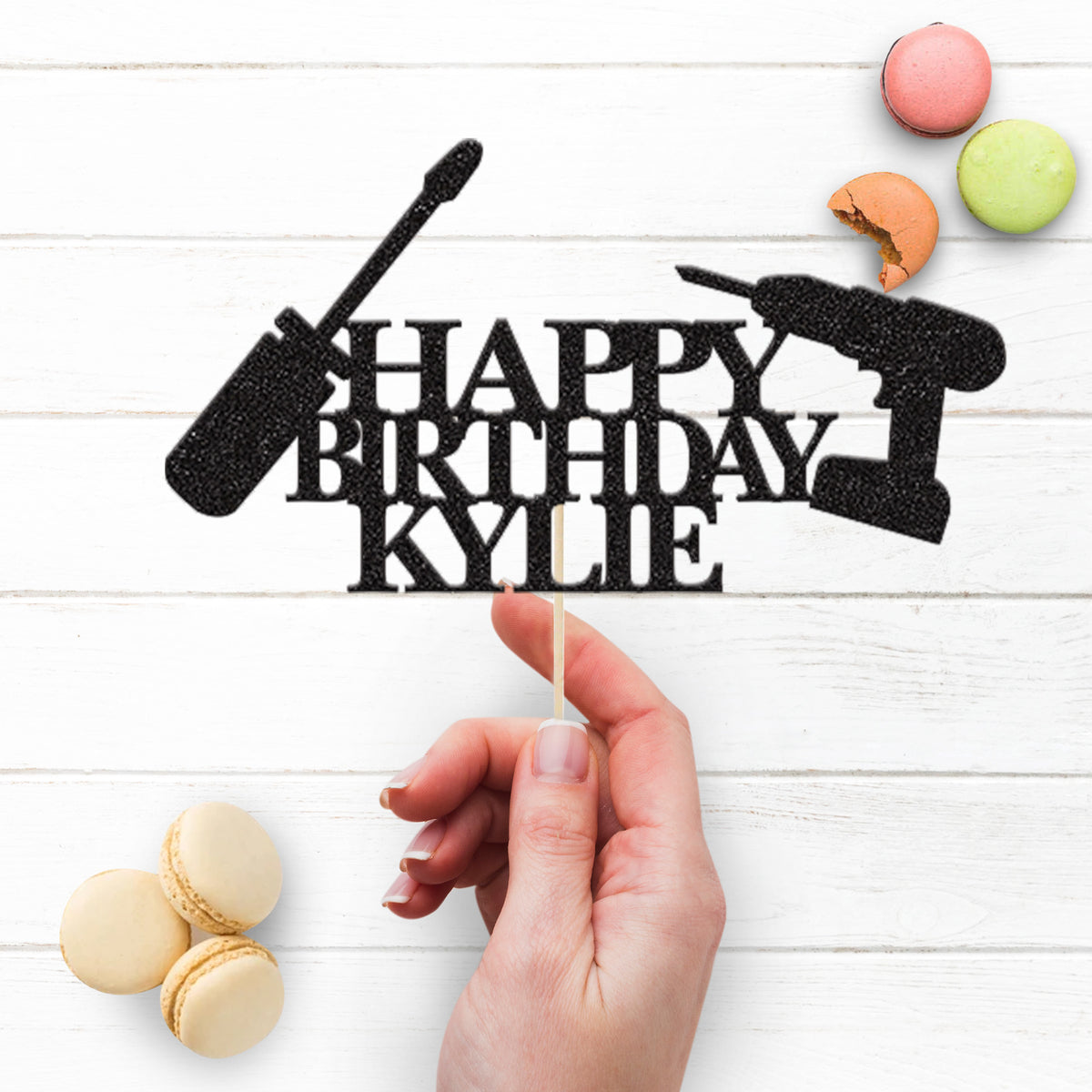 Personalised Screwdriver & Drill Cake Topper – Name - view 3