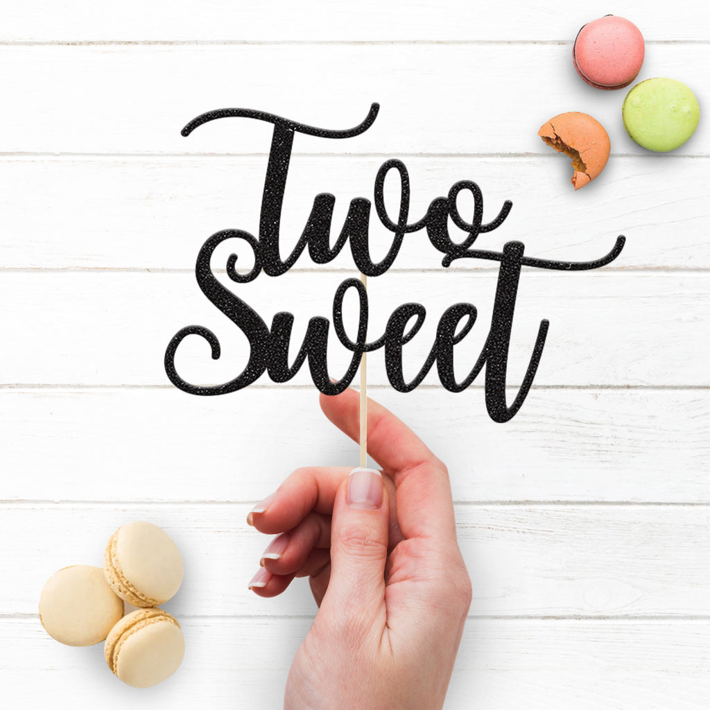 Two Sweet Script 2nd Birthday Cake Topper - view 3