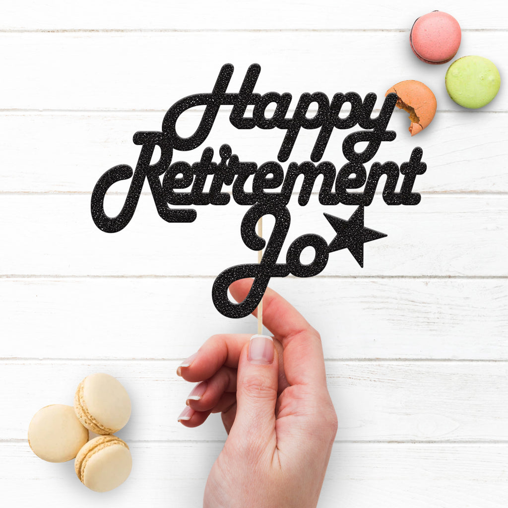 Personalised Retirement Script & Star Cake Topper – Name - view 3