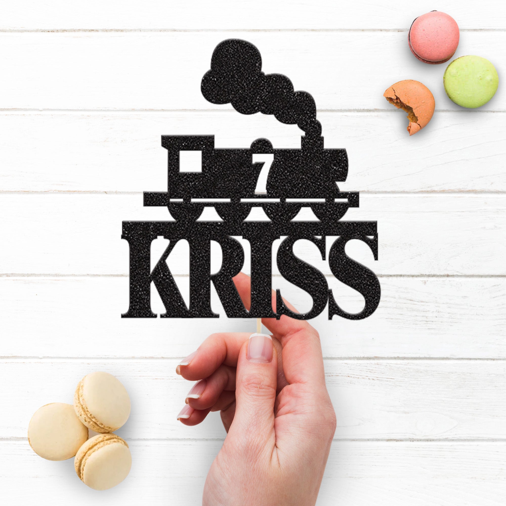 Personalised Steam Train & Smoke Cake Topper – Name & Age Secondary image