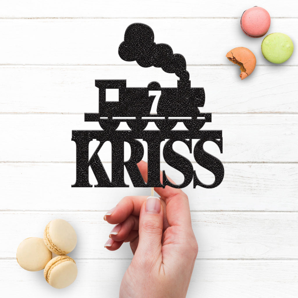 Personalised Steam Train & Smoke Cake Topper – Name & Age - view 3