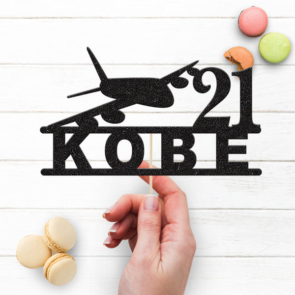 Personalised Aeroplane Cake Topper – Name & Age - view 3