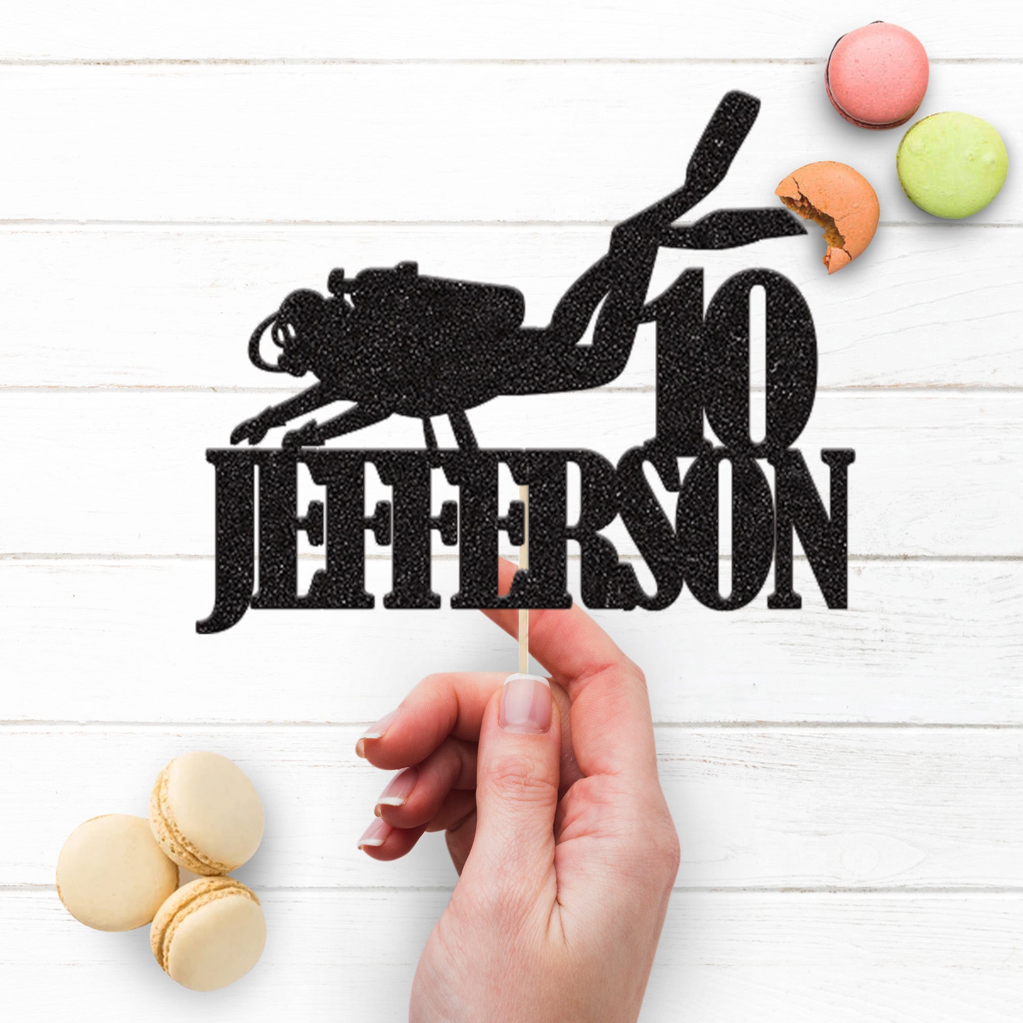 Personalised Scuba Diver Cake Topper – Name & Age Secondary image