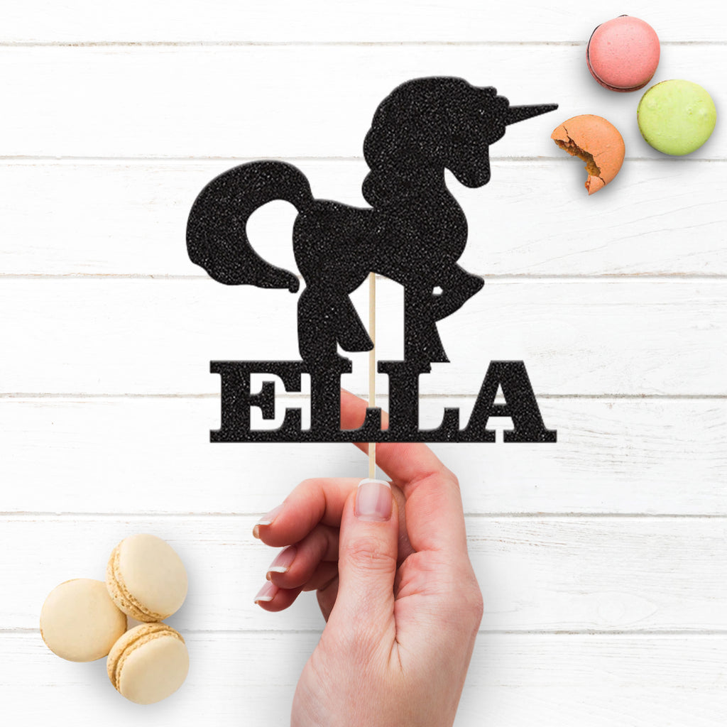 Personalised Prancing Unicorn Cake Topper – Name - view 3