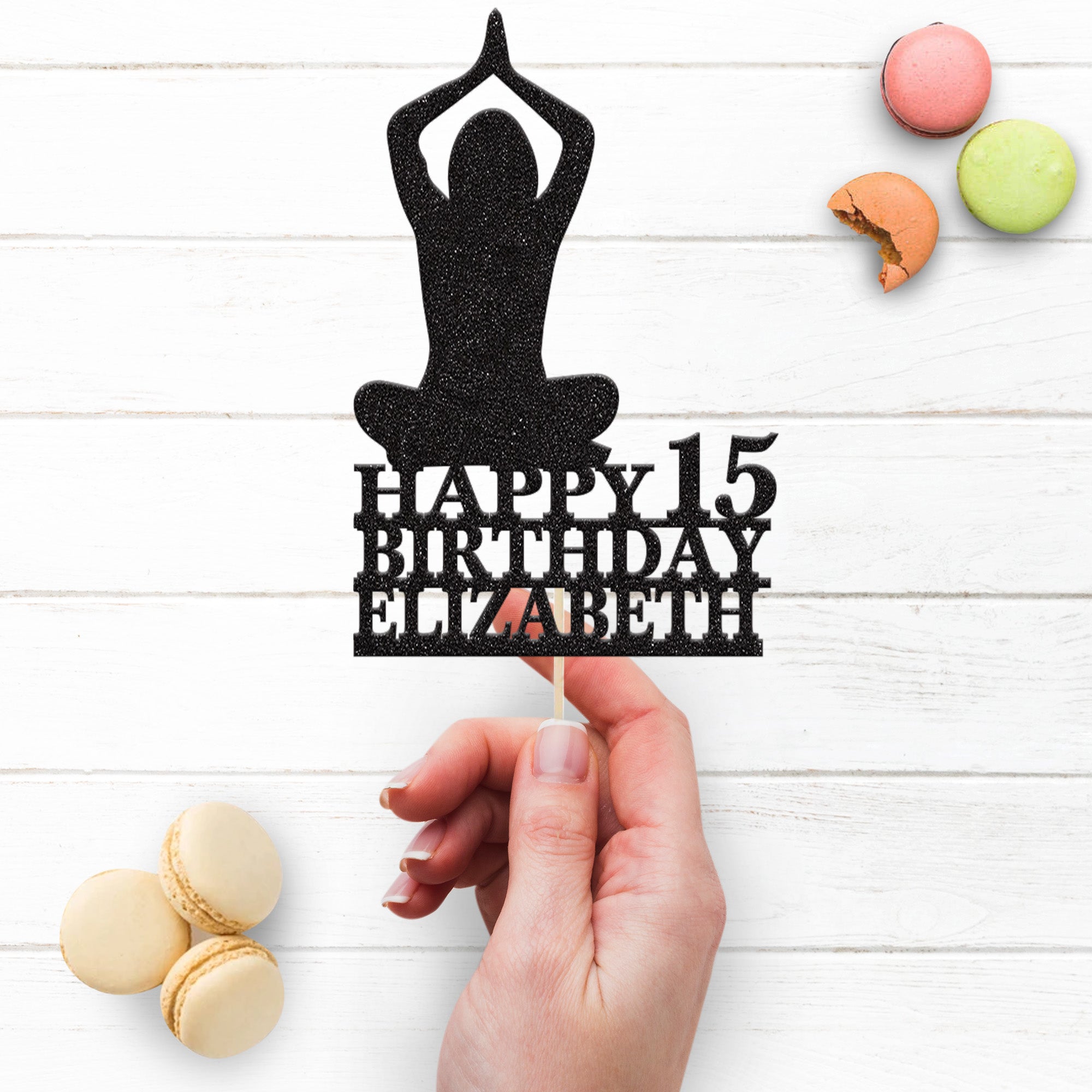 Personalised Seated Yoga Cake Topper – Name & Age Secondary image