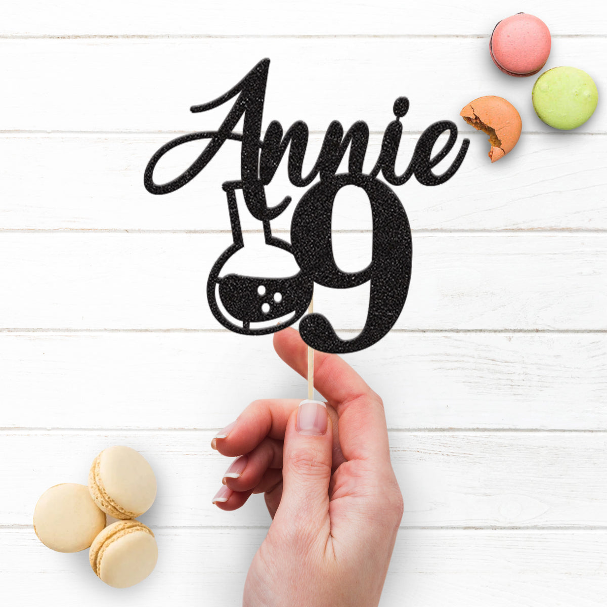 Personalised Science Flask Cake Topper – Name & Age - view 3