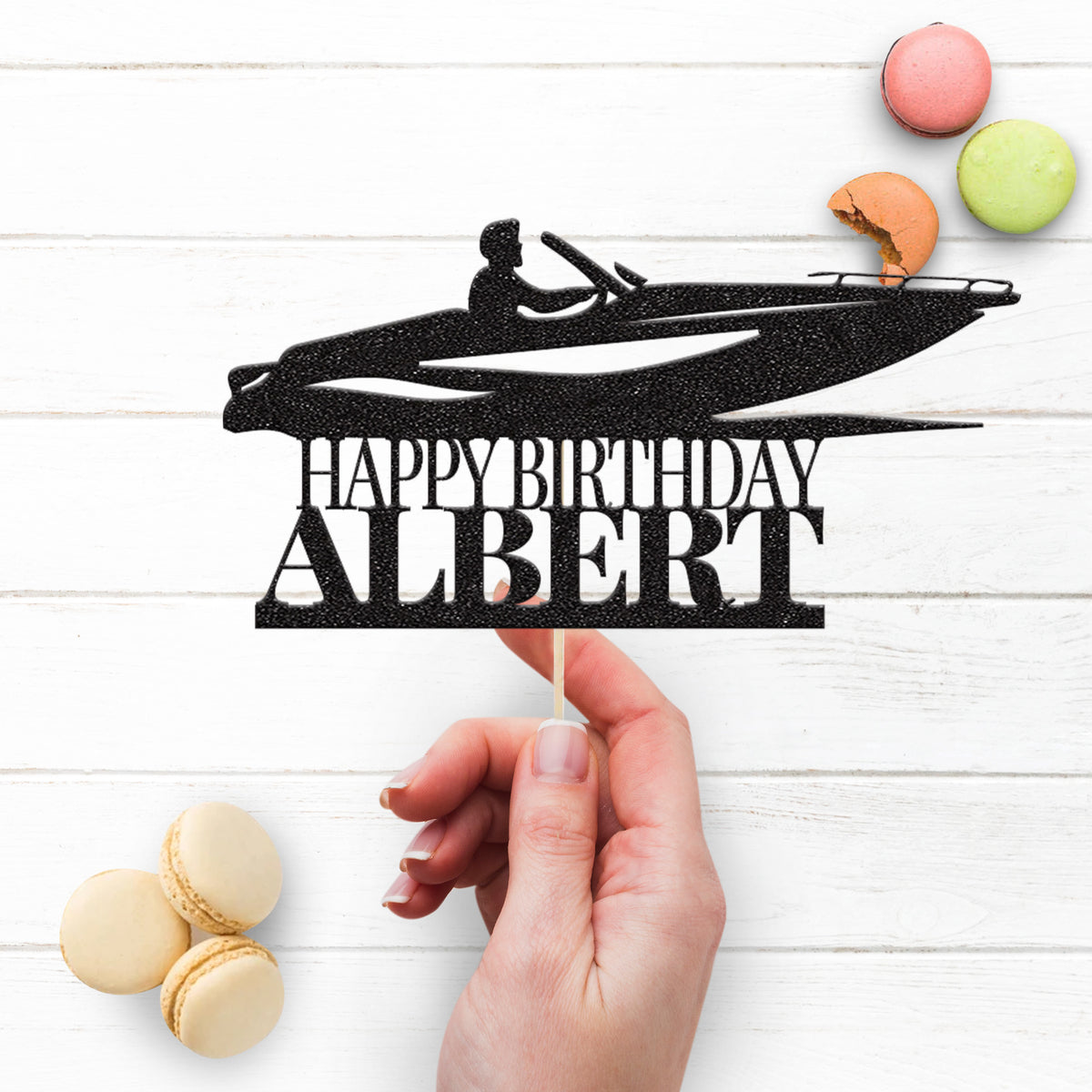 Personalised Speedboat Cake Topper – Name - view 3
