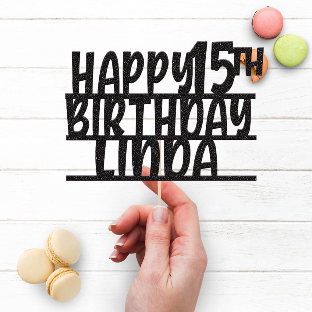 Personalised Playful Stacked Cake Topper – Name & Age - view 3