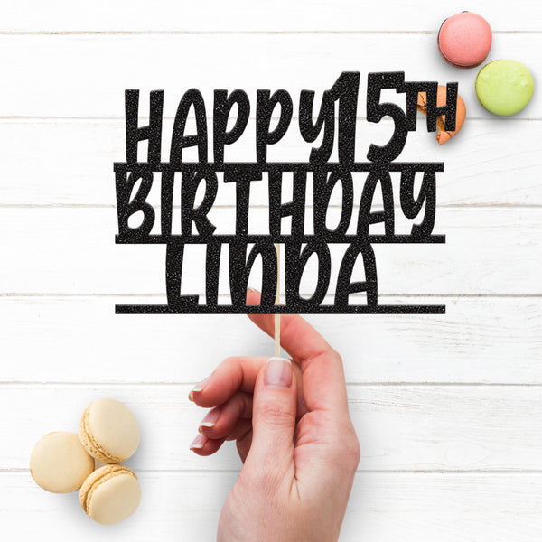 Personalised Playful Stacked Cake Topper – Name & Age - view 3