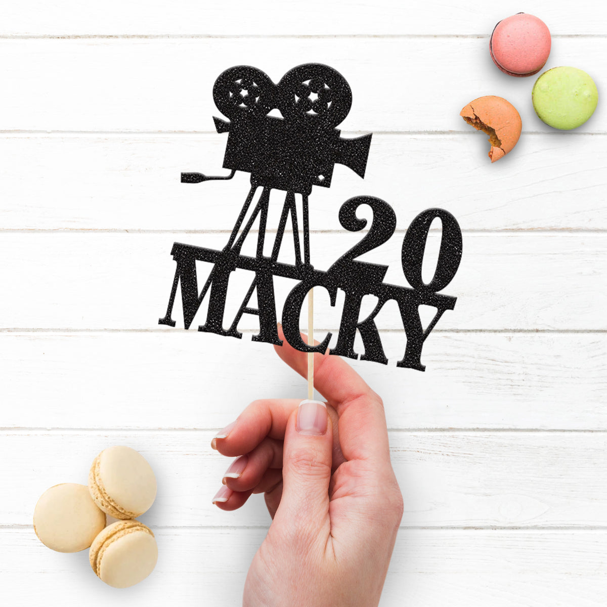 Personalised Vintage Film Camera Birthday Cake Topper – Name & Age - view 3