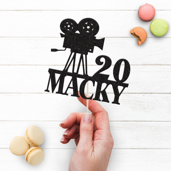 Personalised Vintage Film Camera Birthday Cake Topper – Name & Age - view 3