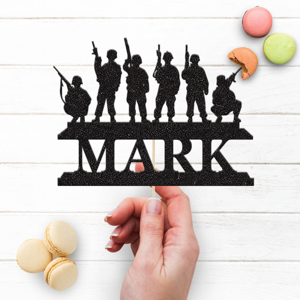 Personalised Soldier Squad Cake Topper – Name - view 3