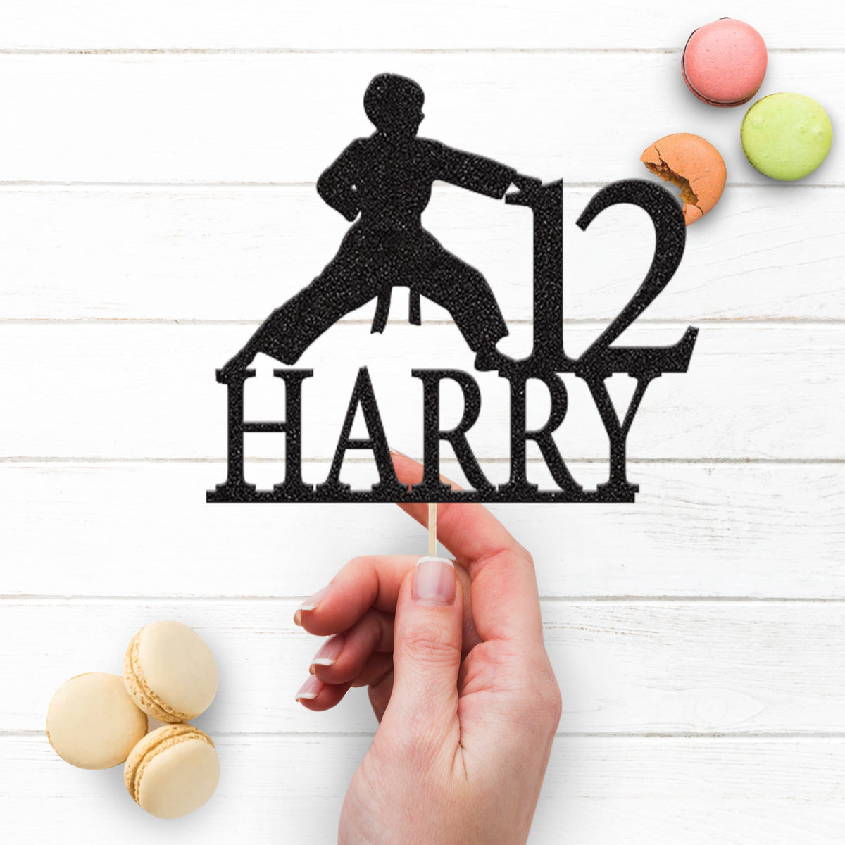 Personalised Karate Punch Cake Topper – Name & Age - view 3