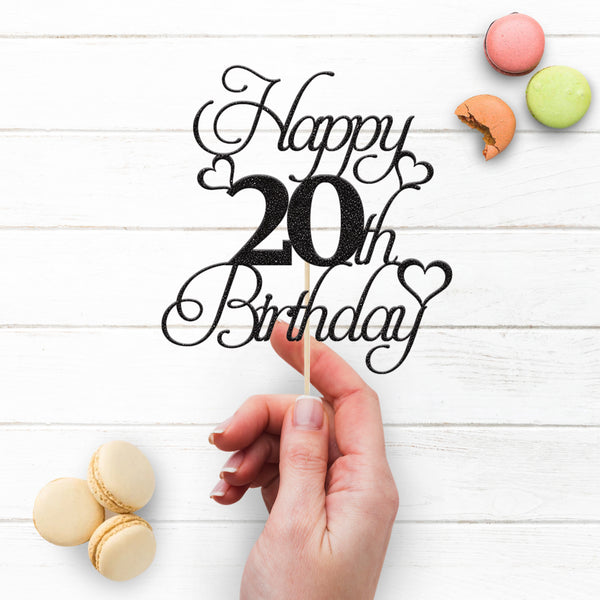 Personalised Calligraphy Hearts Cake Topper – Age - view 3