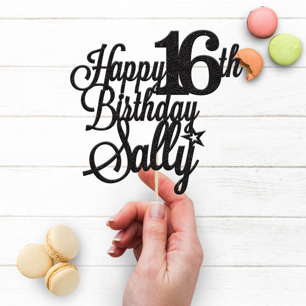 Personalised Large Number & Star Cake Topper – Name & Age - view 3